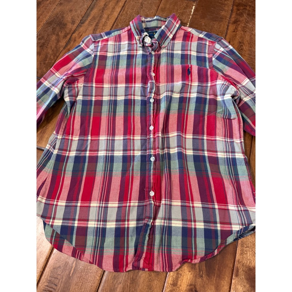 Polo Ralph Lauren Classic Fit Plaid Button Down Shirt Red Blue XL TG Mens